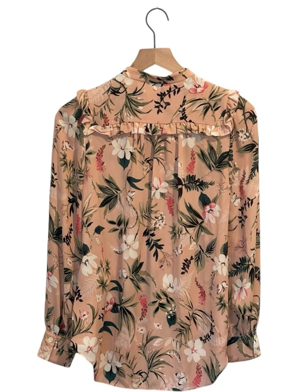 Kate Spade Botanical Floral Ruffle Collar Button-Front Blouse - Pink, Size XXS